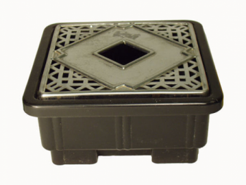 Tevrmare m. metallock o. ljus i glasbehllare